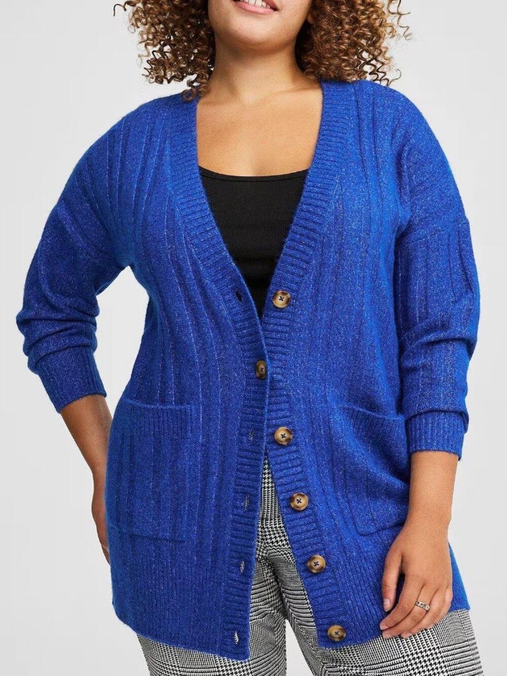 TORRID 1 Plus Size Boyfriend Cardigan Softest Sweater Blue Button Down Long Fall